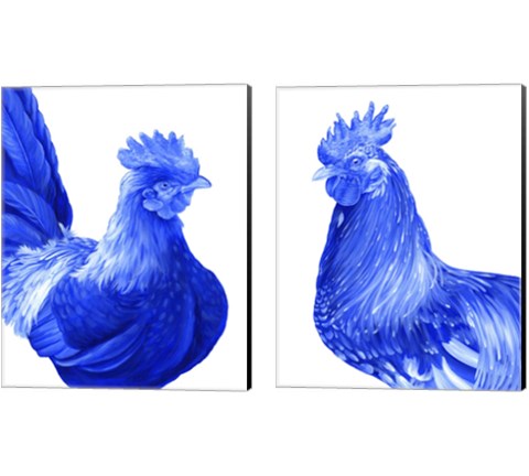 Blue Rooster 2 Piece Canvas Print Set by Kelsey Wilson