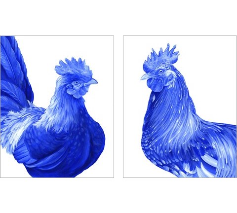 Blue Rooster 2 Piece Art Print Set by Kelsey Wilson