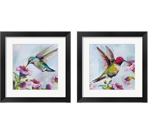 Hummingbird  Florals 2 Piece Framed Art Print Set by Jeanette Vertentes