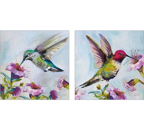Hummingbird  Florals 2 Piece Art Print Set by Jeanette Vertentes