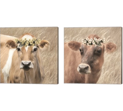 Floral Cow 2 Piece Canvas Print Set by Lori Deiter