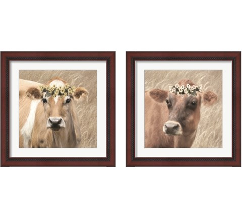Floral Cow 2 Piece Framed Art Print Set by Lori Deiter