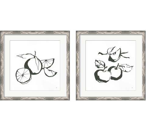 Black & White Fruit 2 Piece Framed Art Print Set by Chris Paschke