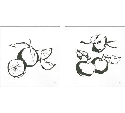 Black & White Fruit 2 Piece Art Print Set by Chris Paschke