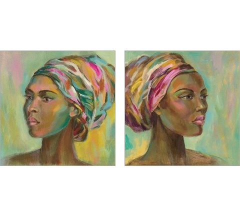 African Woman 2 Piece Art Print Set by Silvia Vassileva