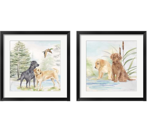 Woodland Dogs 2 Piece Framed Art Print Set by Cynthia Coulter