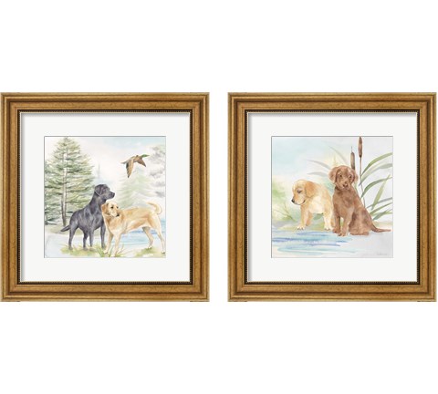 Woodland Dogs 2 Piece Framed Art Print Set by Cynthia Coulter