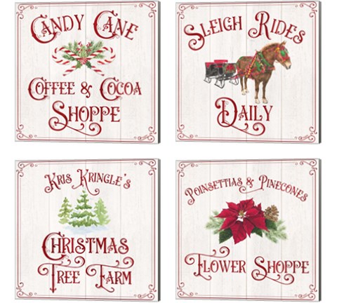 Vintage Christmas Signs 4 Piece Canvas Print Set by Tara Reed
