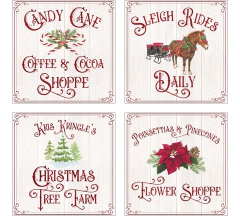 Vintage Christmas Signs 4 Piece Art Print Set by Tara Reed