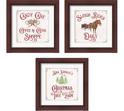 Vintage Christmas Signs 3 Piece Framed Art Print Set by Tara Reed