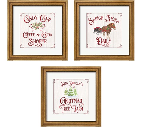 Vintage Christmas Signs 3 Piece Framed Art Print Set by Tara Reed