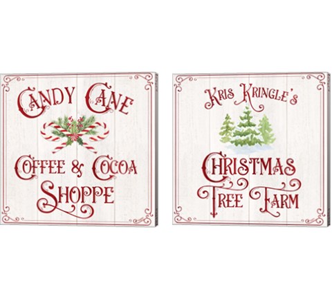 Vintage Christmas Signs 2 Piece Canvas Print Set by Tara Reed
