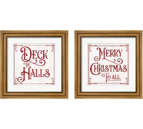Vintage Christmas Signs 2 Piece Framed Art Print Set by Tara Reed