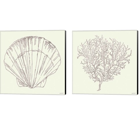 Coastal Breeze Sketches Silver 2 Piece Canvas Print Set by Anne Tavoletti
