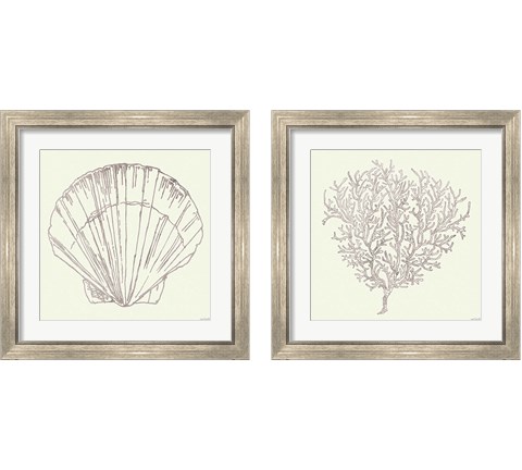 Coastal Breeze Sketches Silver 2 Piece Framed Art Print Set by Anne Tavoletti