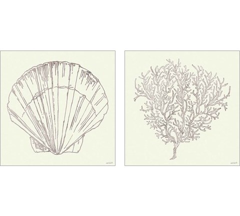 Coastal Breeze Sketches Silver 2 Piece Art Print Set by Anne Tavoletti