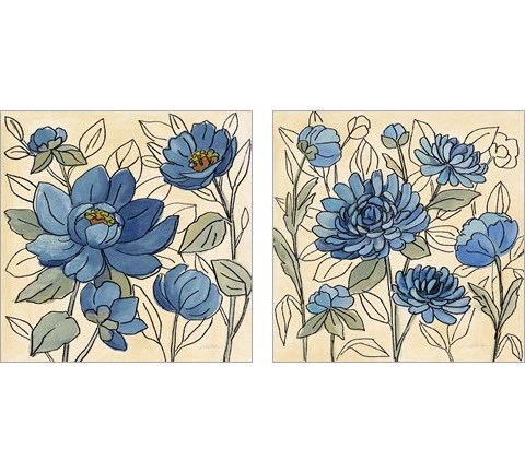 Spring Lace Floral Blue 2 Piece Art Print Set by Silvia Vassileva