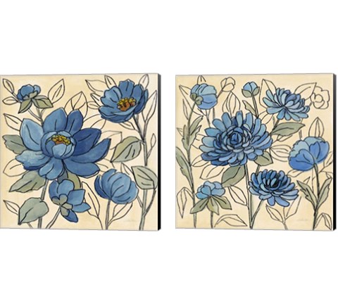 Spring Lace Floral Blue 2 Piece Canvas Print Set by Silvia Vassileva