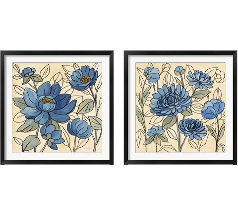 Spring Lace Floral Blue 2 Piece Framed Art Print Set by Silvia Vassileva