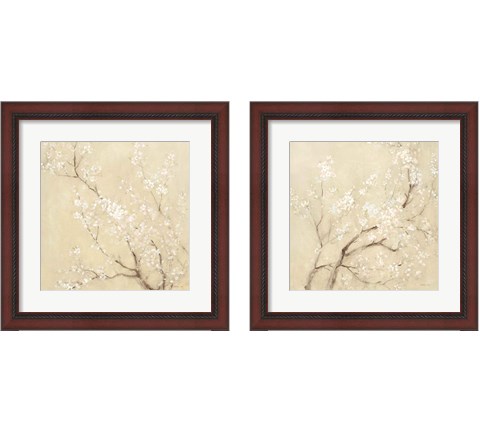 White Cherry Blossoms 2 Piece Framed Art Print Set by Danhui Nai