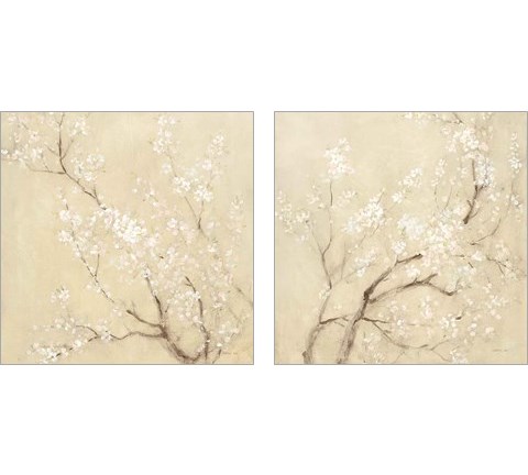 White Cherry Blossoms 2 Piece Art Print Set by Danhui Nai