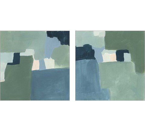 Teal and Sage 2 Piece Art Print Set by Victoria Barnes