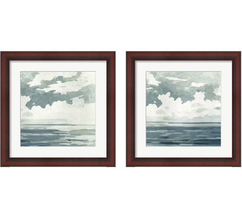 Textured Blue Seascape 2 Piece Framed Art Print Set by Emma Caroline