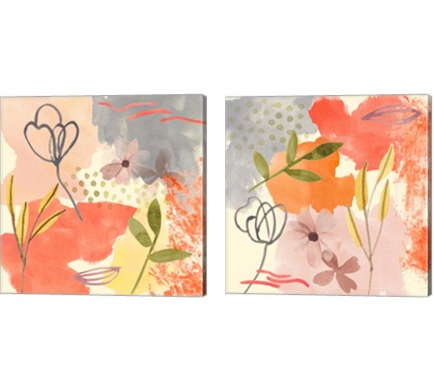 Flower Shimmer  2 Piece Canvas Print Set by Melissa Wang