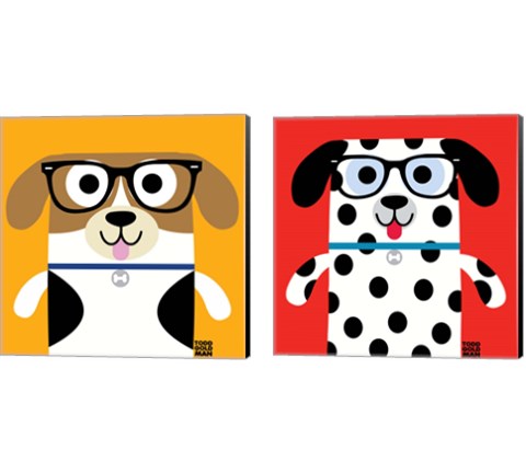 Bow Wow Dogs 2 Piece Canvas Print Set by Todd Art