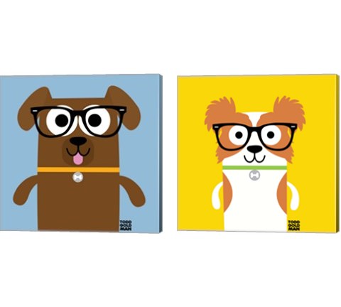 Bow Wow Dogs 2 Piece Canvas Print Set by Todd Art