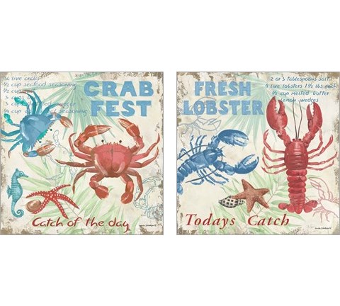 Crab Fest 2 Piece Art Print Set by Anita Phillips