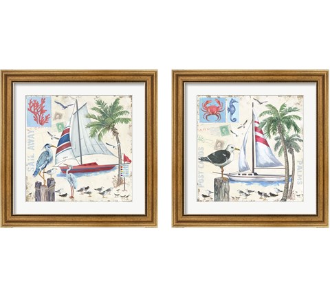 Post Cards and Palms 2 Piece Framed Art Print Set by Anita Phillips