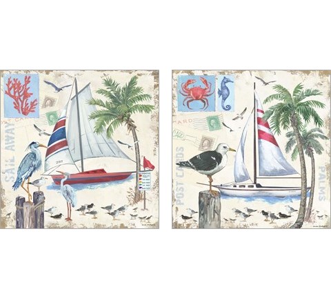 Post Cards and Palms 2 Piece Art Print Set by Anita Phillips