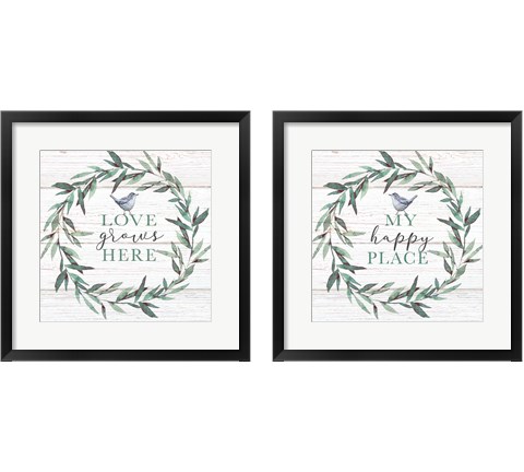 Love & Happy 2 Piece Framed Art Print Set by Elizabeth Tyndall