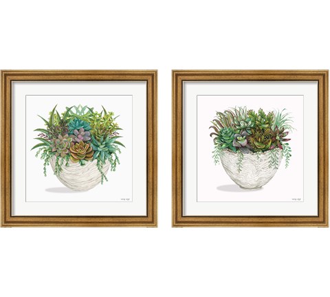 White Wood Succulent 2 Piece Framed Art Print Set by Cindy Jacobs