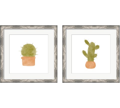 Watercolor Cactus 2 Piece Framed Art Print Set by Bannarot