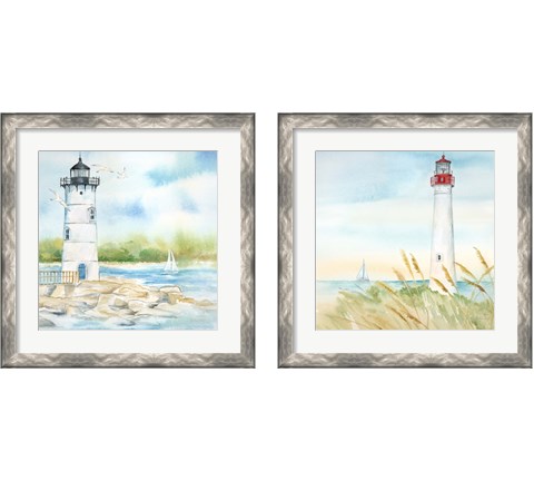 East Coast Lighthouse 2 Piece Framed Art Print Set by Cynthia Coulter
