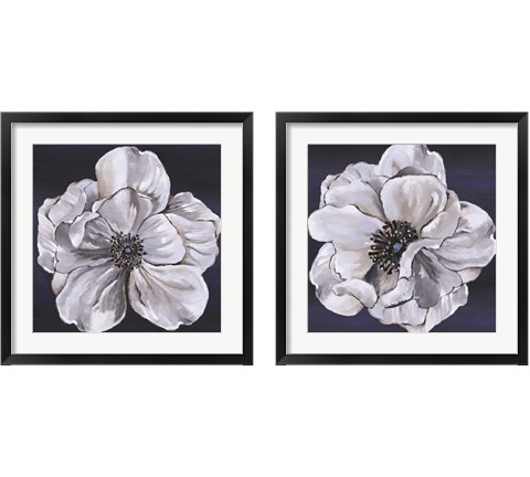 Blue & White Floral 2 Piece Framed Art Print Set by Lee C