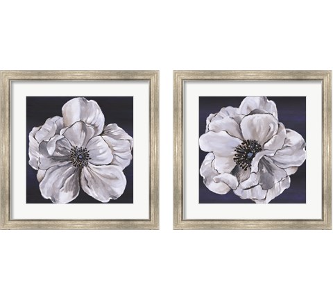 Blue & White Floral 2 Piece Framed Art Print Set by Lee C