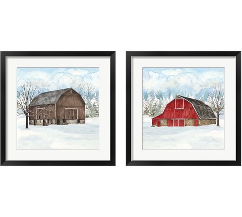 Winter Barn Quilt 2 Piece Framed Art Print Set by Tara Reed
