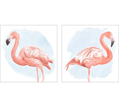 Tropical Flamingo 2 Piece Art Print Set by Bannarot