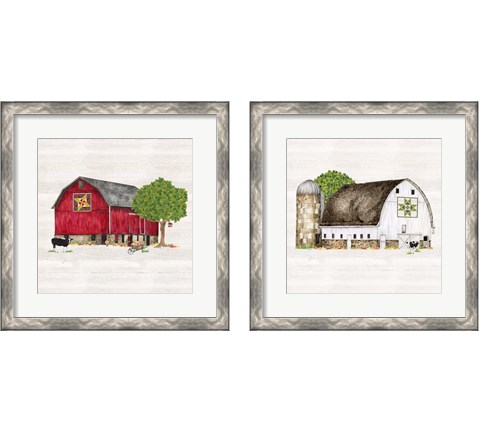 Spring & Summer Barn Quilt 2 Piece Framed Art Print Set by Tara Reed
