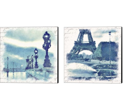 Paris in Blue 2 Piece Canvas Print Set by Noah Bay