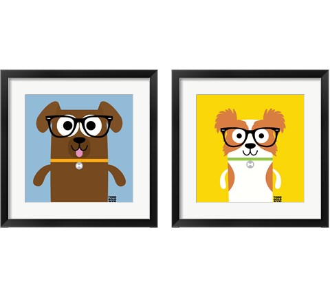 Bow Wow Dogs 2 Piece Framed Art Print Set by Todd Art