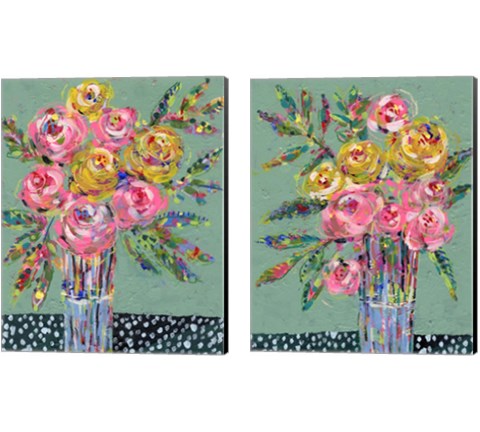 Bright Colored Bouquet 2 Piece Canvas Print Set by Regina Moore