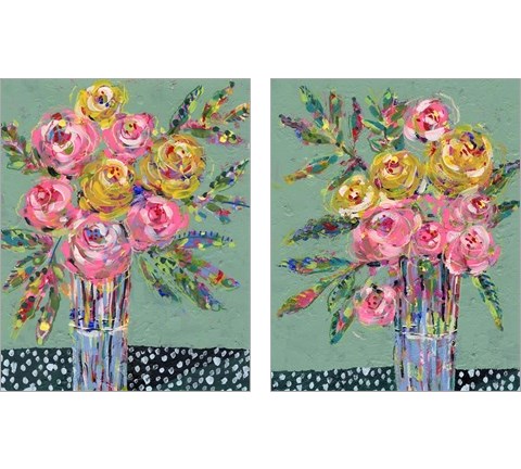 Bright Colored Bouquet 2 Piece Art Print Set by Regina Moore
