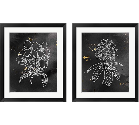 Indigo Blooms Black 2 Piece Framed Art Print Set by Wild Apple Portfolio