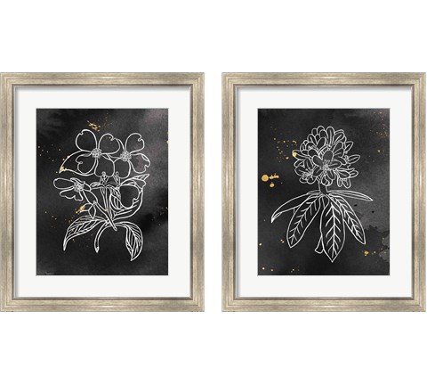 Indigo Blooms Black 2 Piece Framed Art Print Set by Wild Apple Portfolio