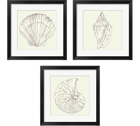 Coastal Breeze Sketches Silver 3 Piece Framed Art Print Set by Anne Tavoletti