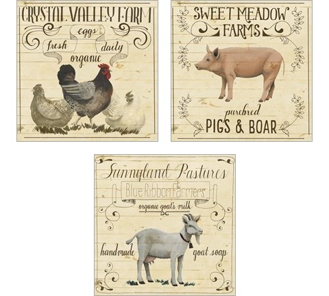 Animal Farm Collection 3 Piece Art Print Set by Grace Popp